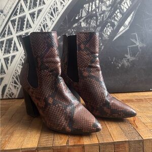 Call It Spring Brown Snakeskin Ankle Boots